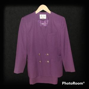 Purple Double-breasted Le Suit Petite Skirt Suit
